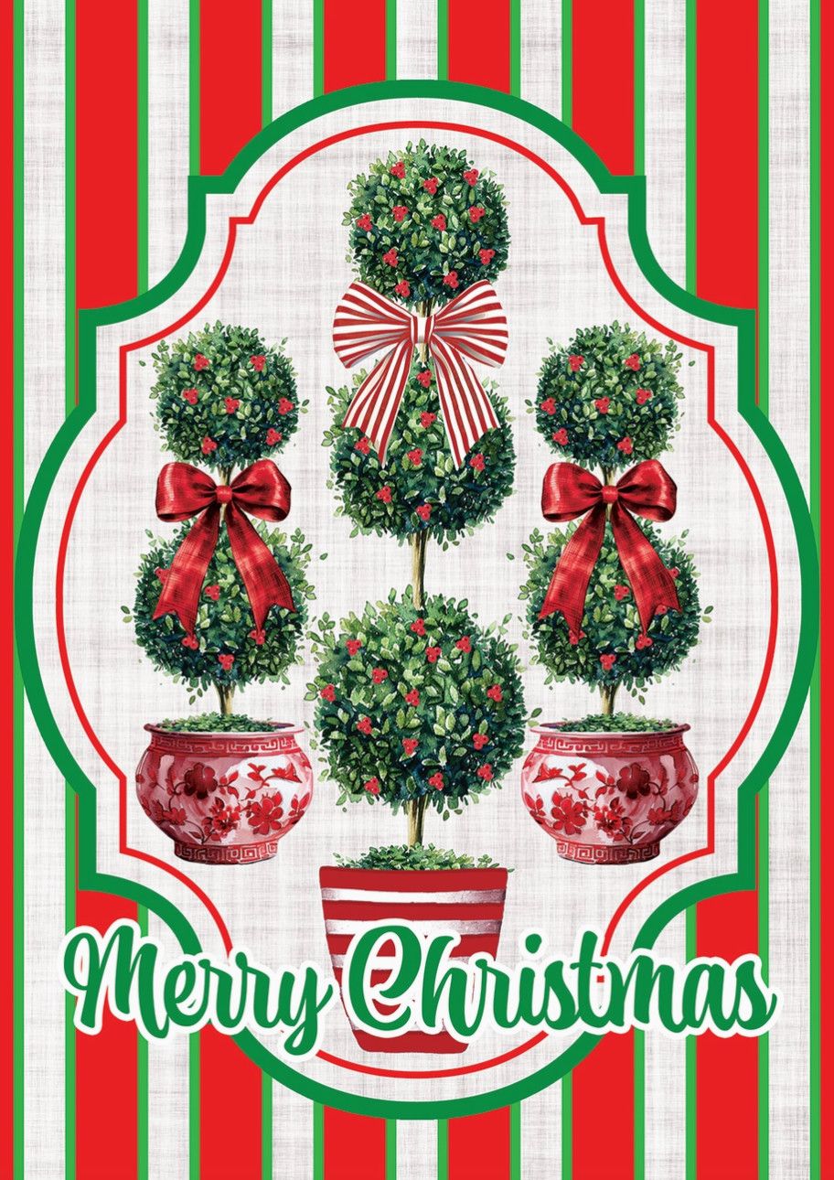 Garden Flag | Christmas Topiaries