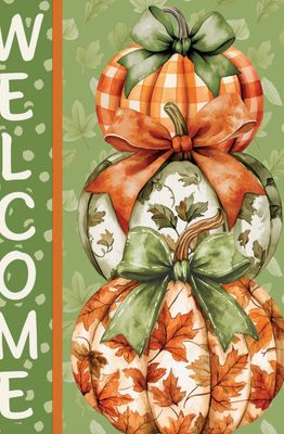 Garden Flag | Orange &amp; Green Stack Pumpkins
