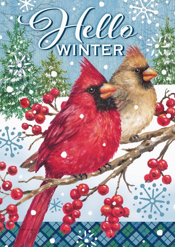 Garden Flag | Winter Cardinal