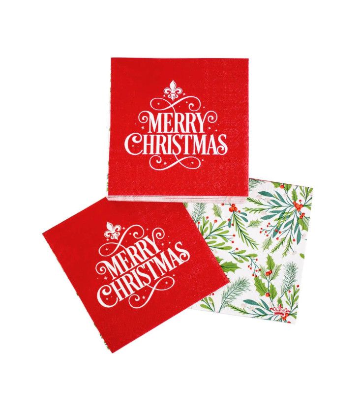 Fleur Merry Christmas Cocktail Napkin