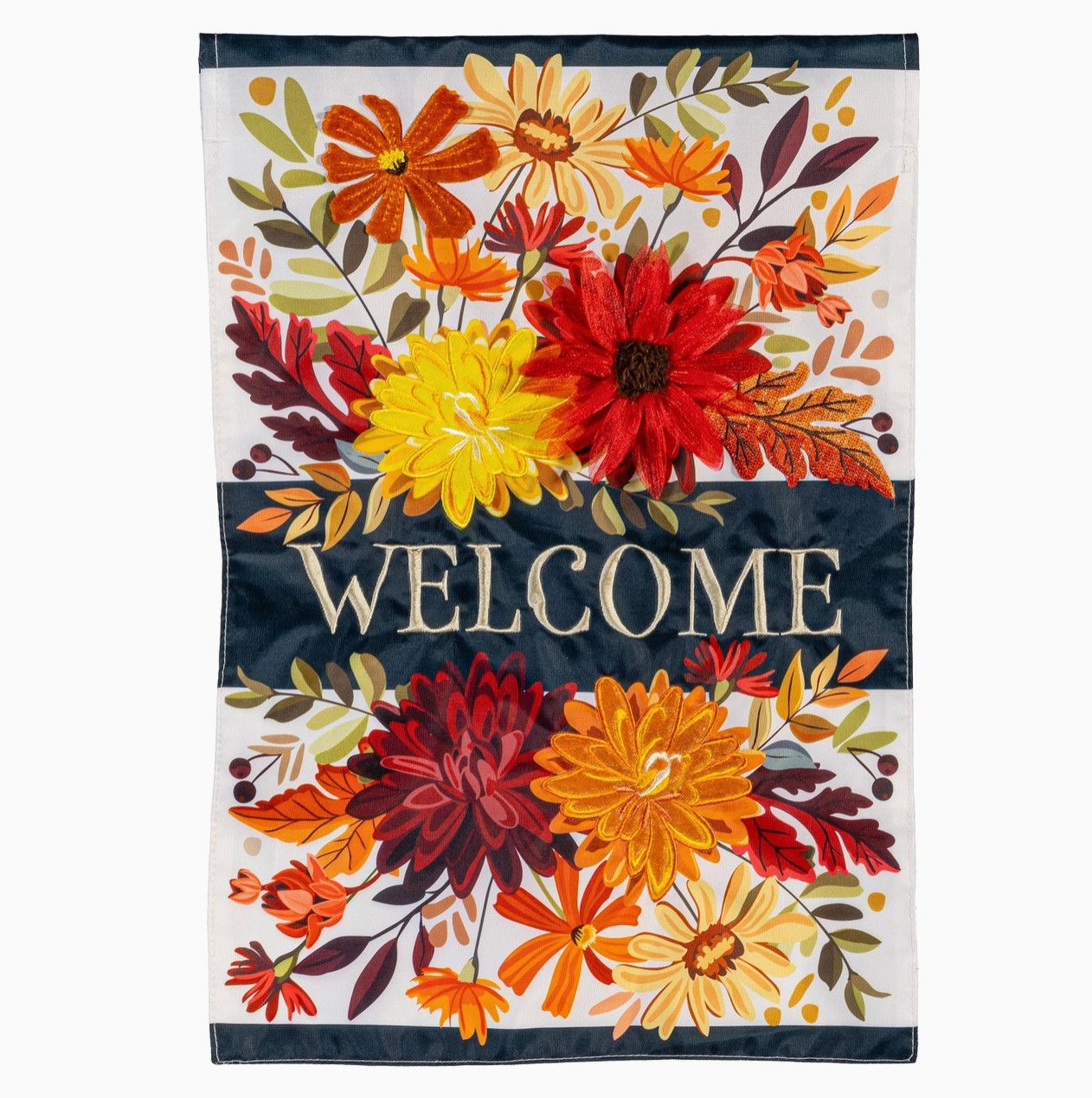 Fall Floral Applique Garden Flag