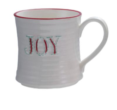 Christmas Stoneware Mug with Colored Rim | Joy