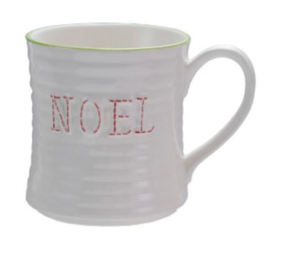 Christmas Stoneware Mug with Colored Rim | Noel
