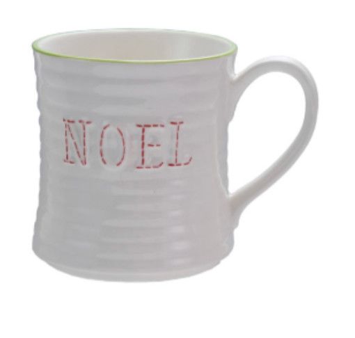 Christmas Stoneware Mug with Colored Rim | Noel