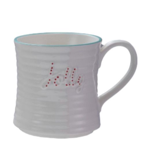 Christmas Stoneware Mug with Colored Rim | Jolly