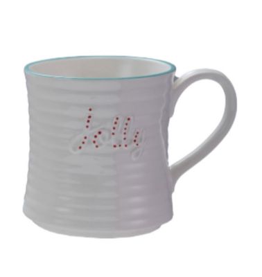 Christmas Stoneware Mug with Colored Rim | Jolly