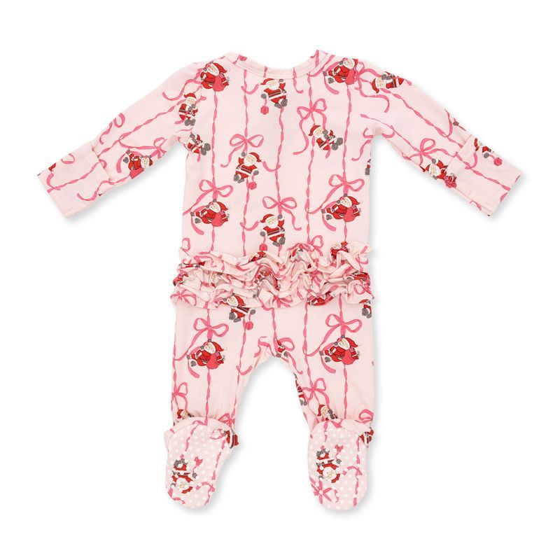 Angel Dear Bows &amp; Santa Ruffled Footie, Size: 3-6 mo