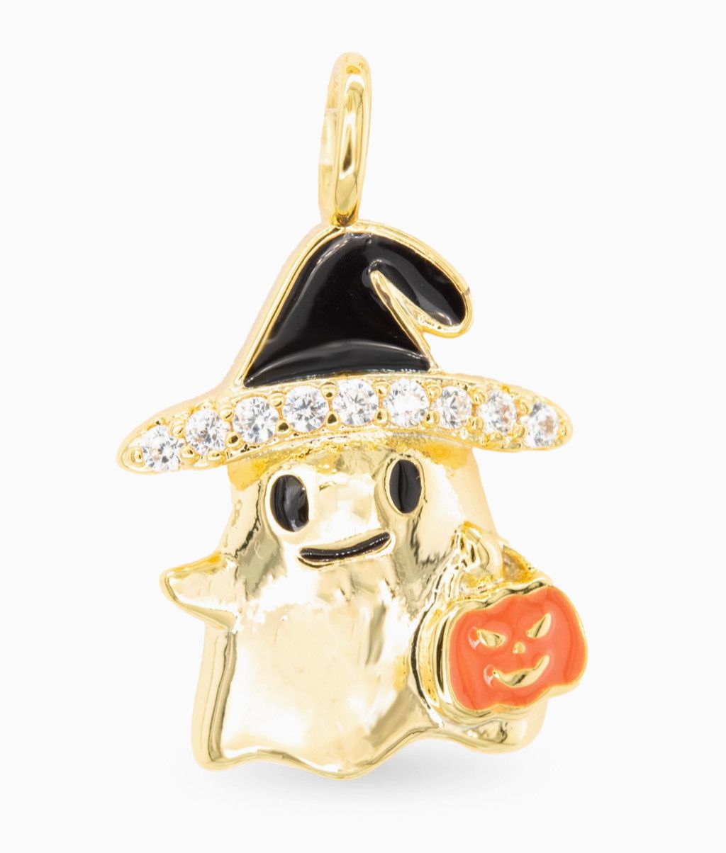 Amanda Blu® Halloween Gold Charm | Happy Ghost