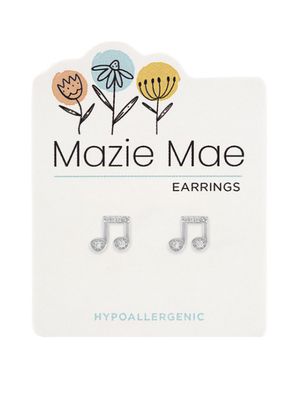 Mazie Mae Girls Earrings | Silver Music Note Stud