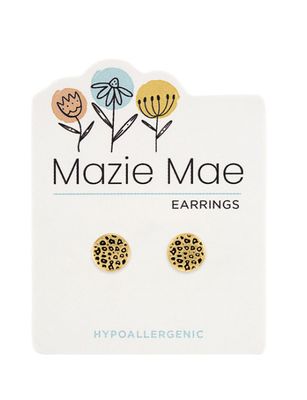 Mazie Mae Girls Earrings | Gold Leopard Print Stud
