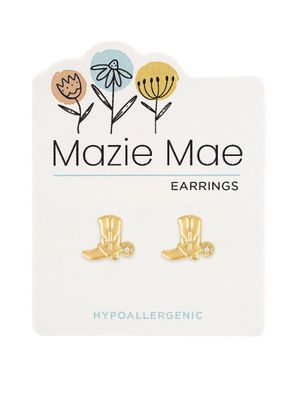 Mazie Mae Girls Earrings | Gold Cowboy Boot Stud