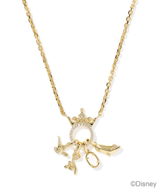 Disney Princess Charm Pendant in Gold White Mix