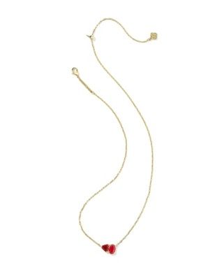 The Tatum Short Pendant in Gold Red Mix