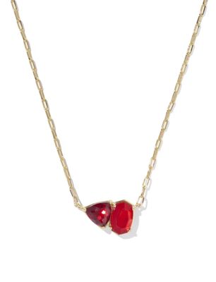 The Tatum Short Pendant in Gold Red Mix