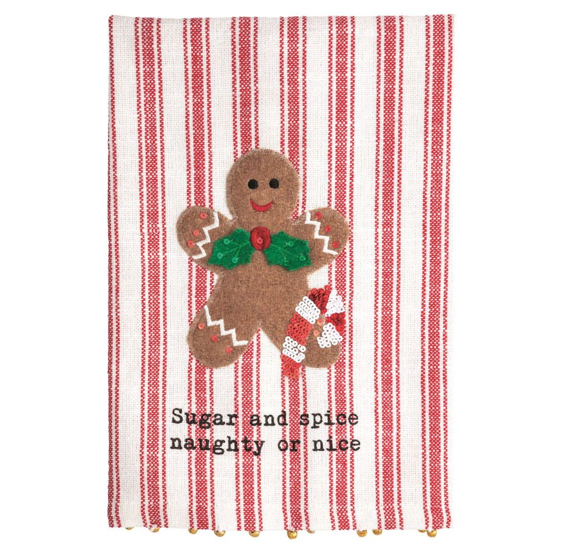 Gingerbread Felt Sequin Tea Towel