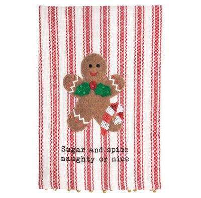 Gingerbread Felt Sequin Tea Towel