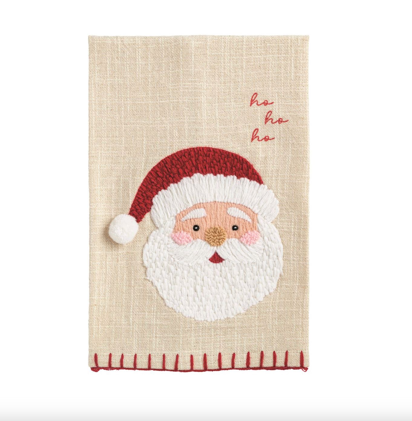 Santa Embroidered Tea Towel