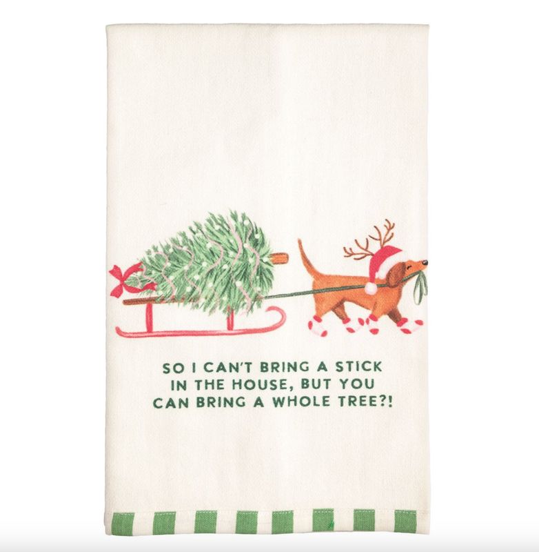 Can't Bring in a Stick Cmas Tea Towel