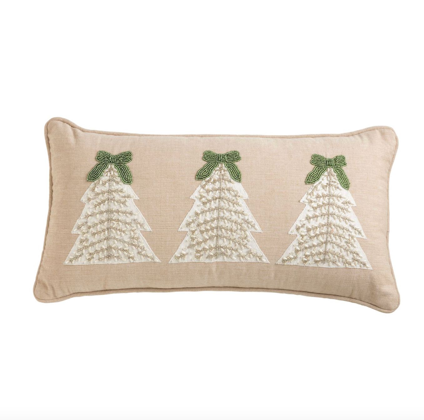 Lumbar White ChristmasBead Pillow