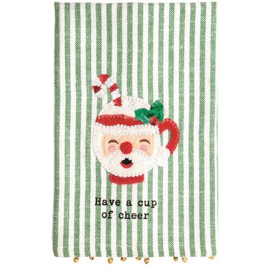 Santa Mug Felt Sequin Tea Towel