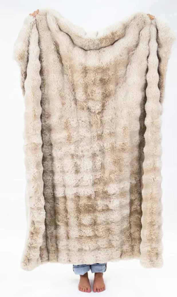 Faux Fur Throw Blanket |  Tan