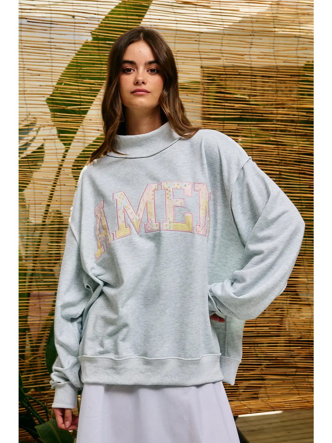 The Amen Patchwork Mock Neck Sweatshirt, Size: S/M