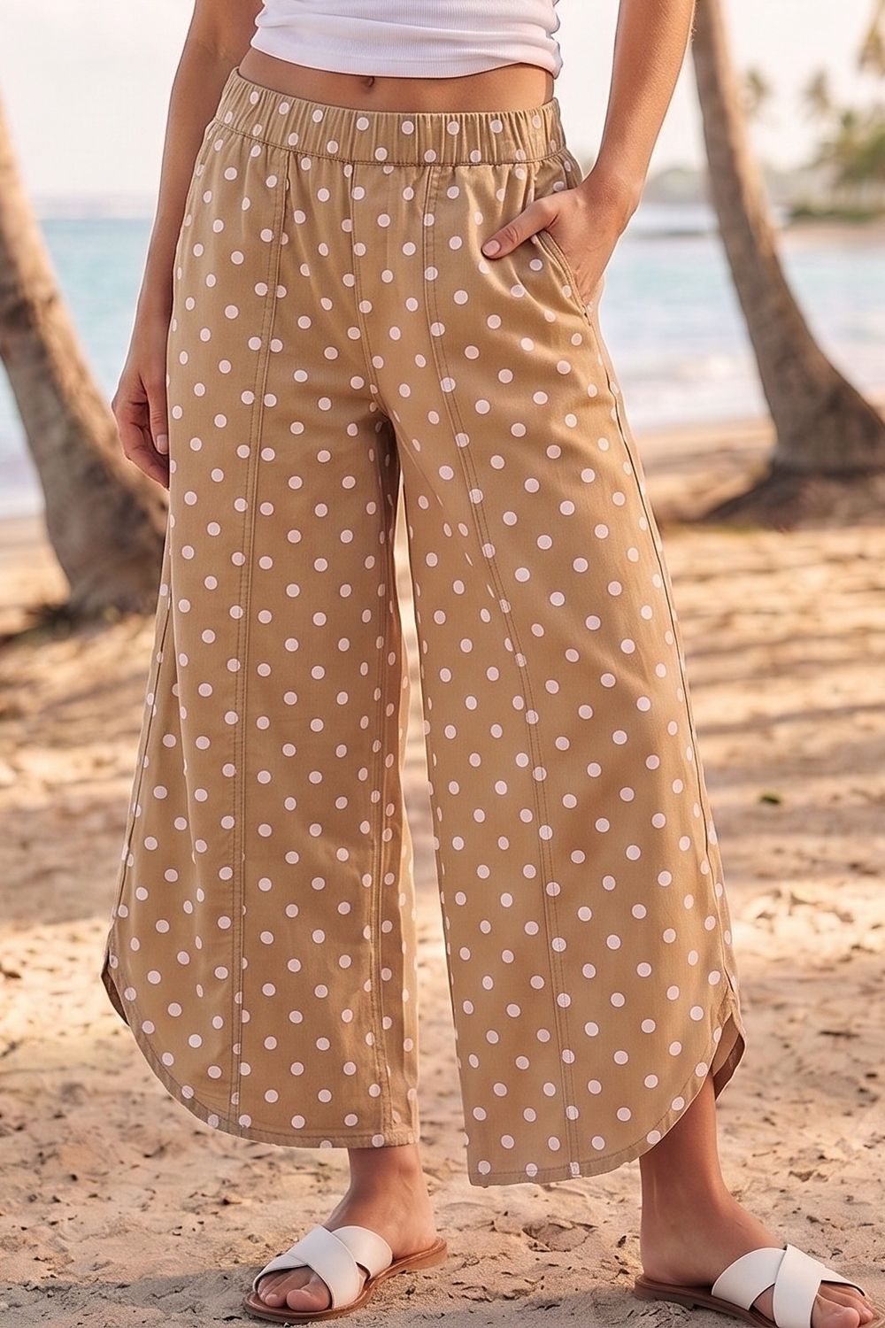 *PREORDER* The Carter Camel Dot Tulip Pants, Size: S