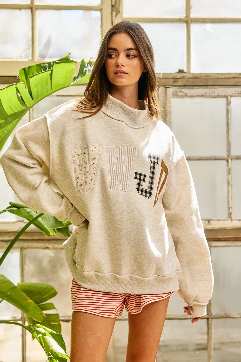 The WWJD Mock Neck Oversized Sweatshirt, Size: S/M