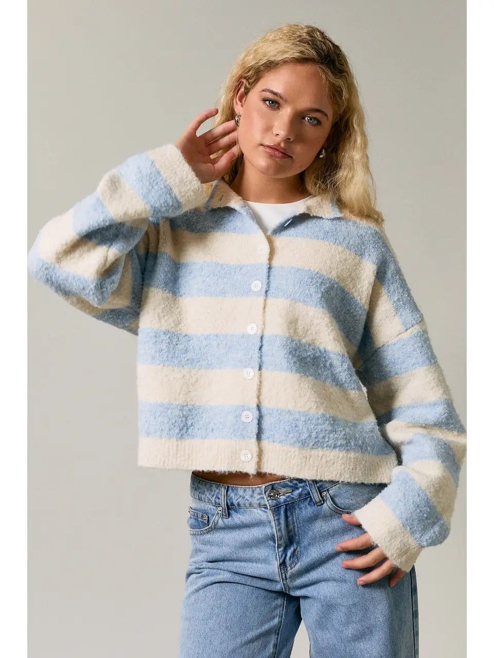 The Sutton Striped Fuzzy Knit Cardigan, Size: XS