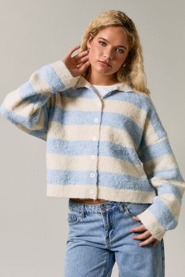 The Sutton Striped Fuzzy Knit Cardigan