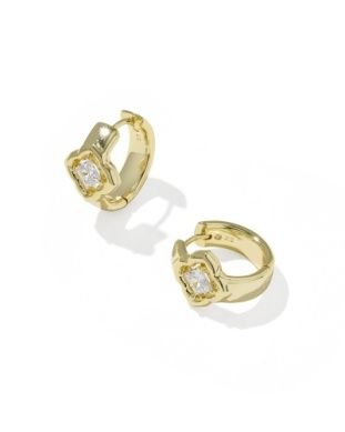 The Mallory Crystal Huggie Earrings in Gold