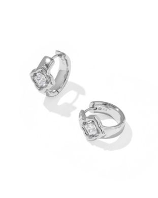 The Mallory Crystal Huggie Earrings in Silver