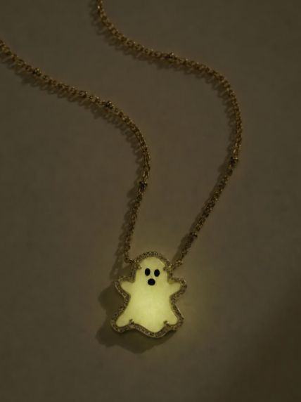 Ghost Pendant in Gold White Glow in Dark