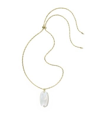 The Danielle Long Pendant in Gold Ivory Mother of Pearl