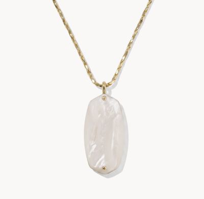 The Danielle Long Pendant in Gold Ivory Mother of Pearl