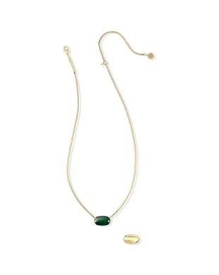 The Elisa Riveted Necklace in Gold Green Malachite