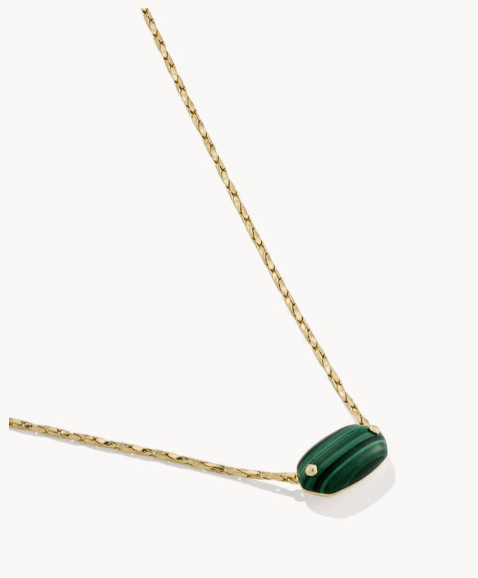 The Elisa Riveted Necklace in Gold Green Malachite