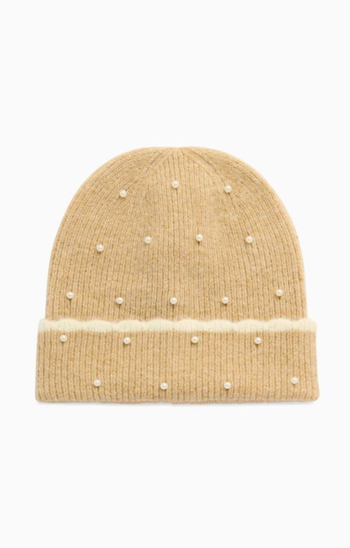 Mila Beaded Beanie | Tan