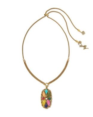 Dolly Patchwork Long Pendant Vin Gold Bright Multi