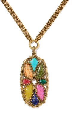 Dolly Patchwork Long Pendant Vin Gold Bright Multi