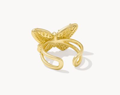 Dolly Parton Butterfly Cocktail Ring Pink Iridescent Abalone