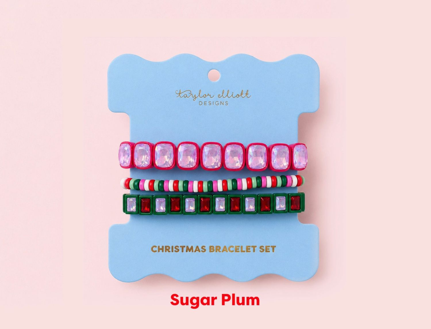 Holiday Enamel Stretch Bracelet 3 Piece Set | Sugar Plum