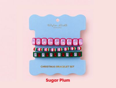 Holiday Enamel Stretch Bracelet 3 Piece Set | Sugar Plum