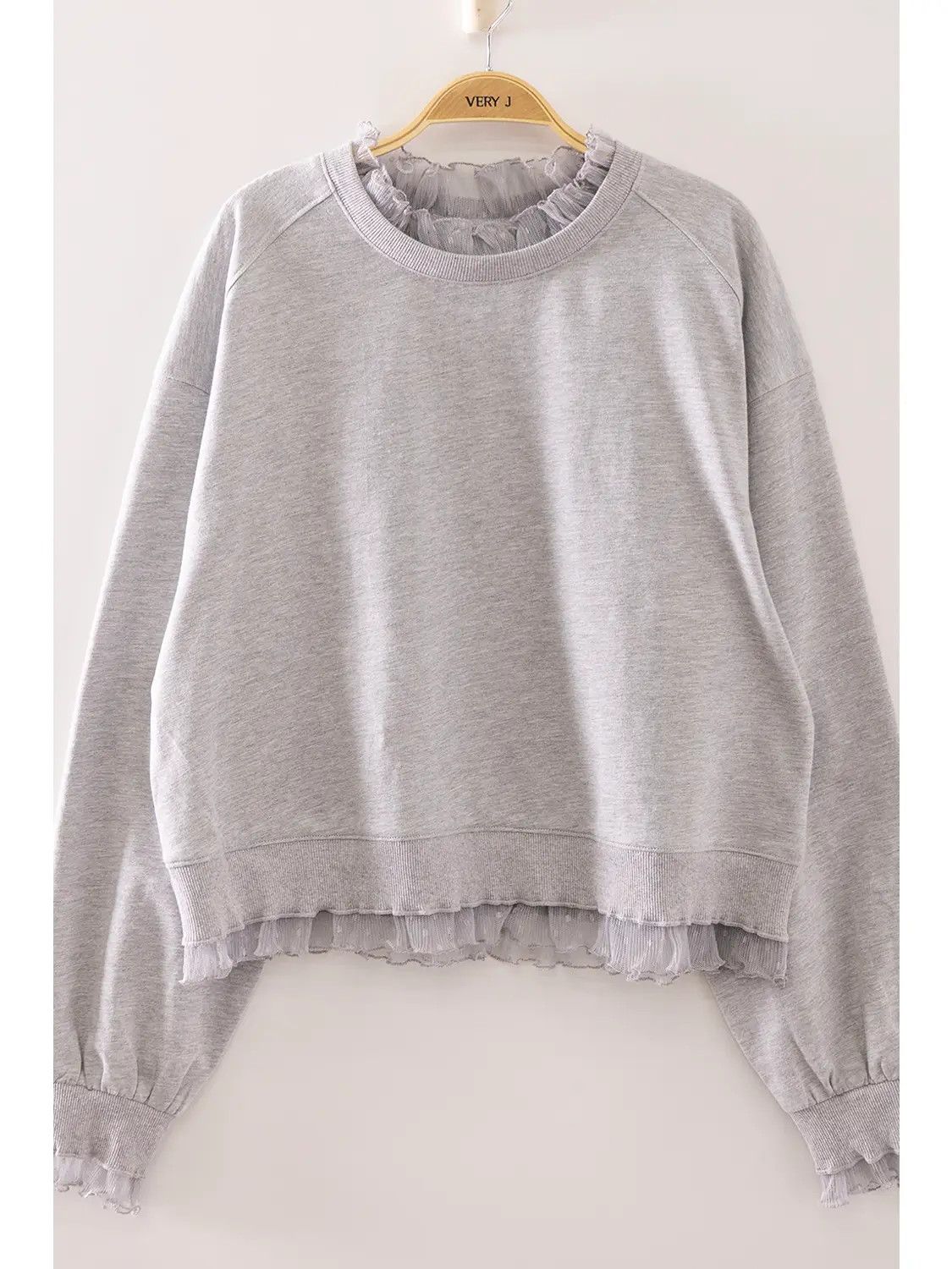 The Lacey Lace Sweatshirt, Color: Gray, Size: S
