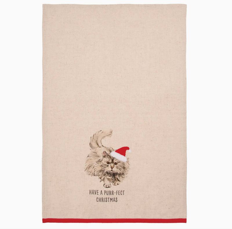 Purr-Fect Cmas Cat Tea Towel