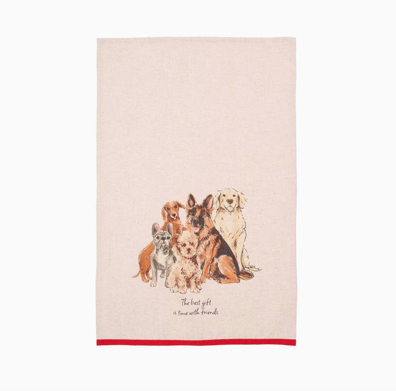 Time With Friends Dogs Tea Towel