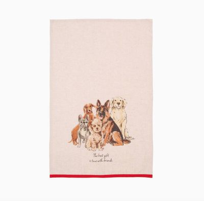 Time With Friends Dogs Tea Towel