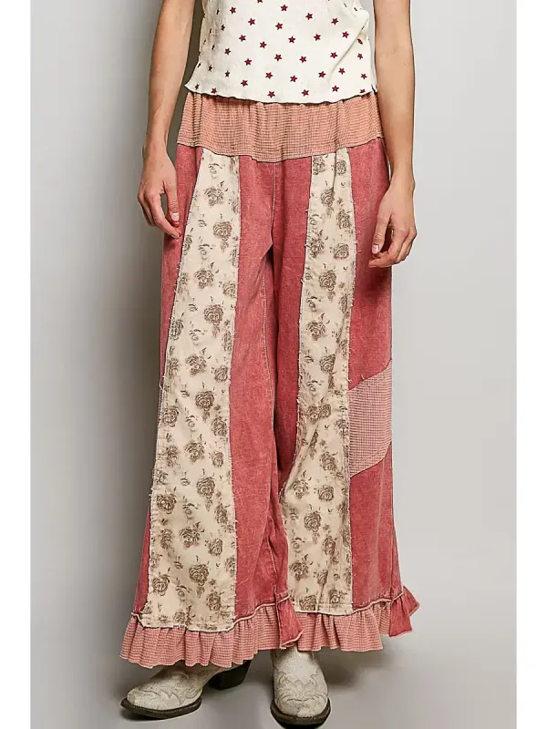 The Terry Ruffle Hem Straight-Leg Pants