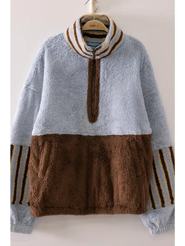 The Cierra Color Block Sherpa Pullover