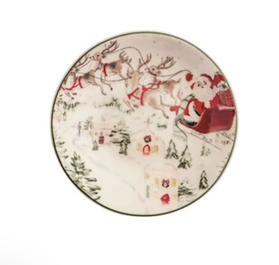 Santa Scene Tidbit Plate | Santa Over Town